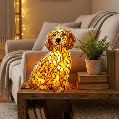 Side-head Golden Retriever LED Mosaic Night Light - Resin Animal Lamp