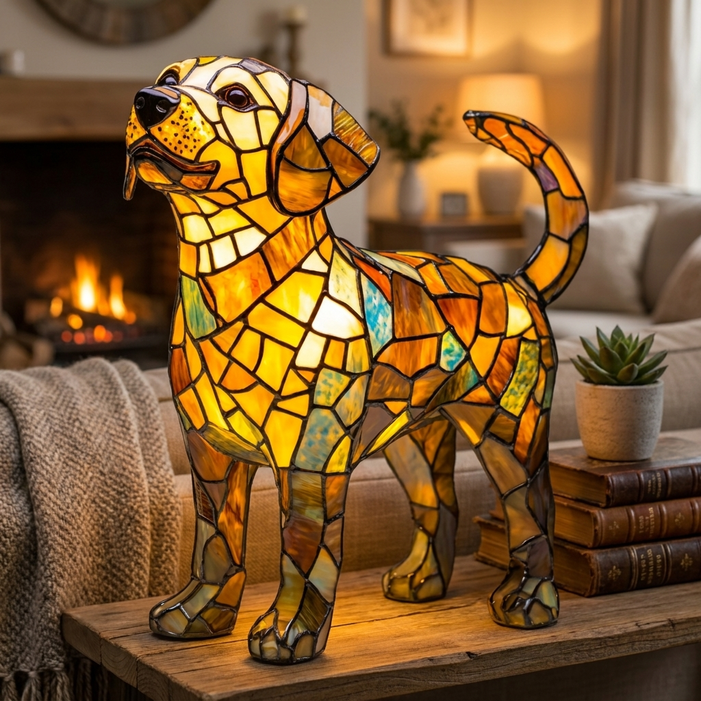 Labrador LED Mosaic Night Light - Resin Animal Lamp