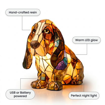 Basset Hound LED Mosaic Night Light - Resin Animal Lamp