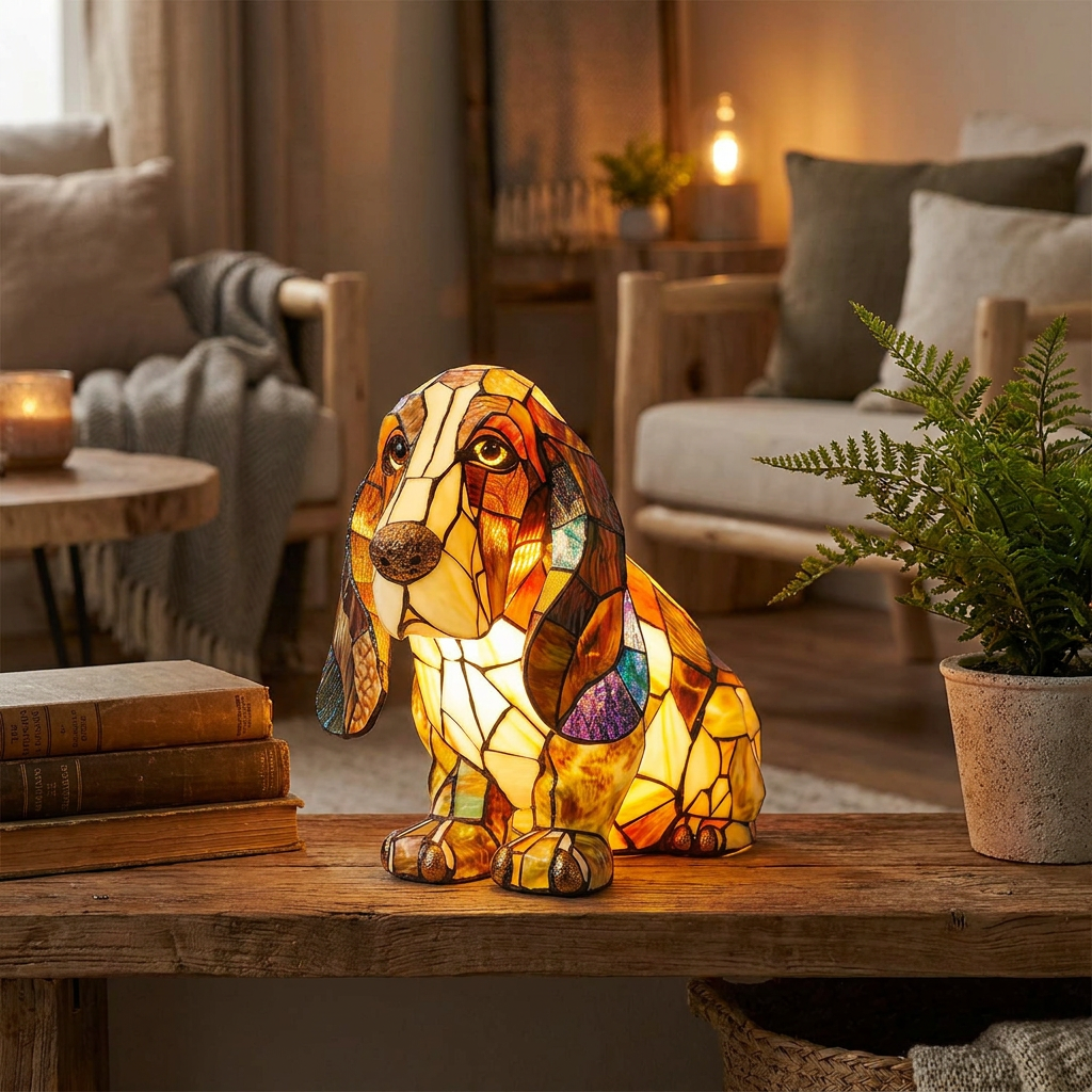 Basset Hound LED Mosaic Night Light - Resin Animal Lamp