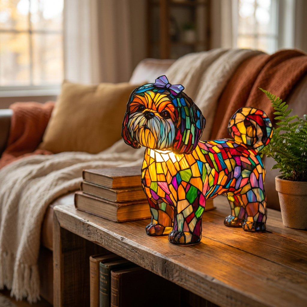 Shih Tzu LED Mosaic Night Light - Resin Animal Lamp