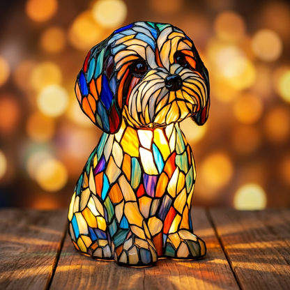 Maltese LED Mosaic Night Light - Resin Animal Lamp