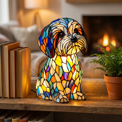 Maltese LED Mosaic Night Light - Resin Animal Lamp
