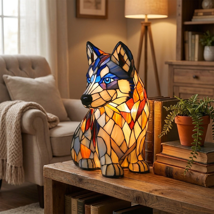 Husky LED Mosaic Night Light - Resin Animal Lamp