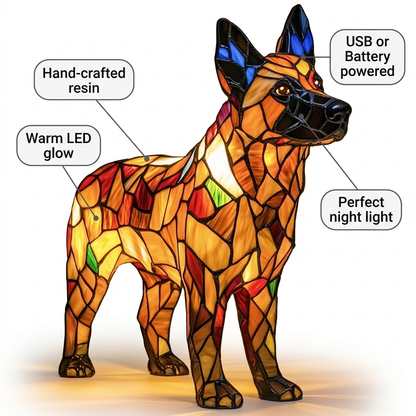 German Shepherd LED Mosaic Night Light - Resin Animal Lamp