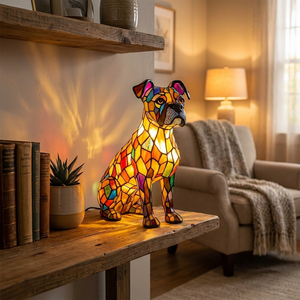 Boxer LED Mosaic Night Light - Resin Animal Lamp