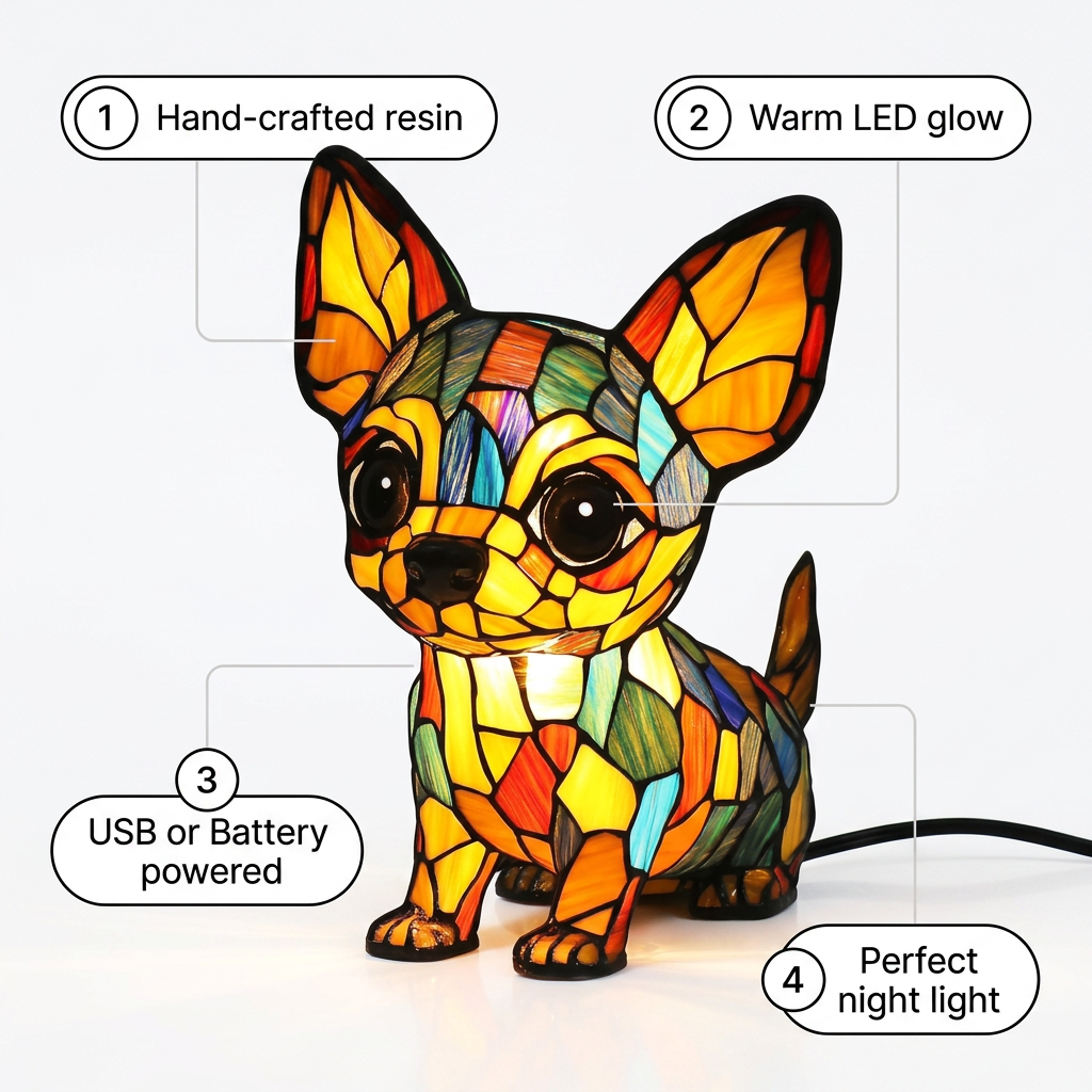 Chihuahua LED Mosaic Night Light - Resin Animal Lamp