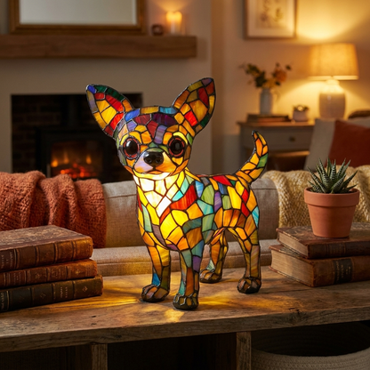 Chihuahua Standing LED Mosaic Night Light - Resin Animal Lamp