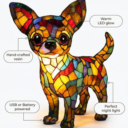 Chihuahua Standing LED Mosaic Night Light - Resin Animal Lamp