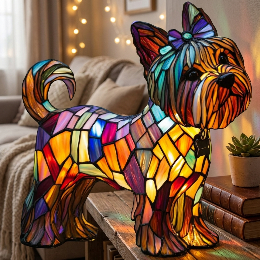 Yorkshire Terrier LED Mosaic Night Light - Resin Animal Lamp
