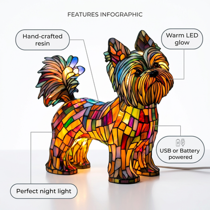 Yorkshire Terrier Type B LED Mosaic Night Light - Resin Animal Lamp