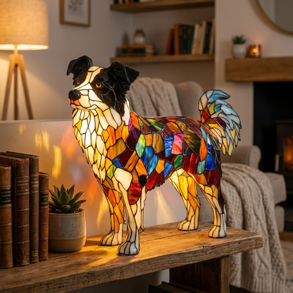 Border Collie LED Mosaic Night Light - Resin Animal Lamp