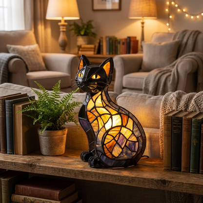 Cat Type B LED Mosaic Night Light - Resin Animal Lamp