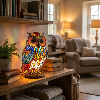 Owl LED Mosaic Night Light - Resin Animal Lamp
