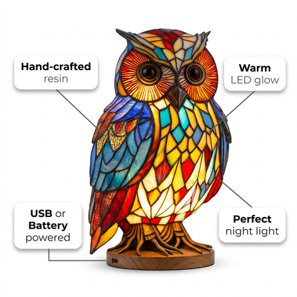 Owl LED Mosaic Night Light - Resin Animal Lamp