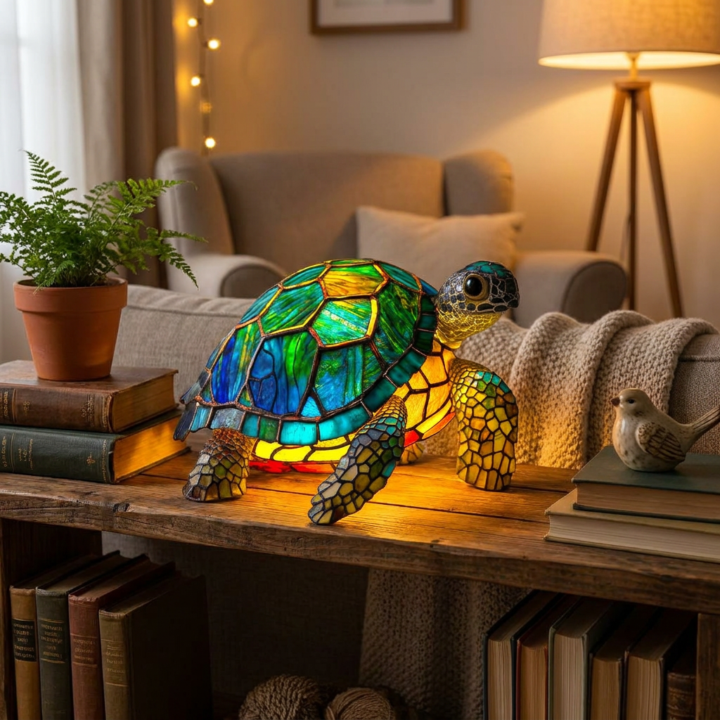 Turtle LED Mosaic Night Light - Resin Animal Lamp