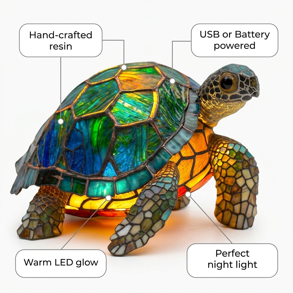 Turtle LED Mosaic Night Light - Resin Animal Lamp