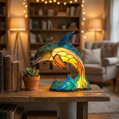 Dolphin LED Mosaic Night Light - Resin Animal Lamp