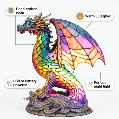 Flying Dragon LED Mosaic Night Light - Resin Animal Lamp