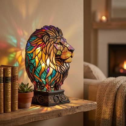 Lion LED Mosaic Night Light - Resin Animal Lamp