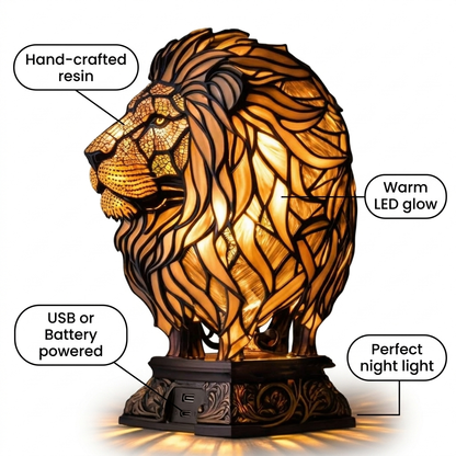 Lion LED Mosaic Night Light - Resin Animal Lamp