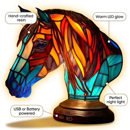 Horse LED Mosaic Night Light - Resin Animal Lamp