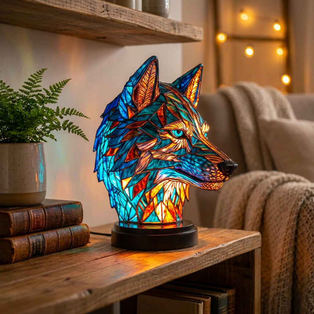 Wolf LED Mosaic Night Light - Resin Animal Lamp