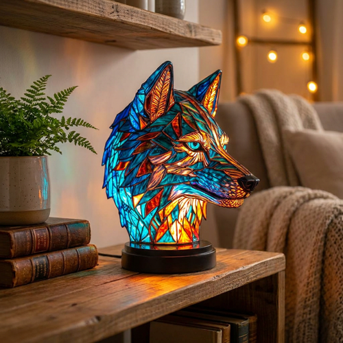 Wolf LED Mosaic Night Light - Resin Animal Lamp