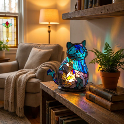 Cat LED Mosaic Night Light - Resin Animal Lamp