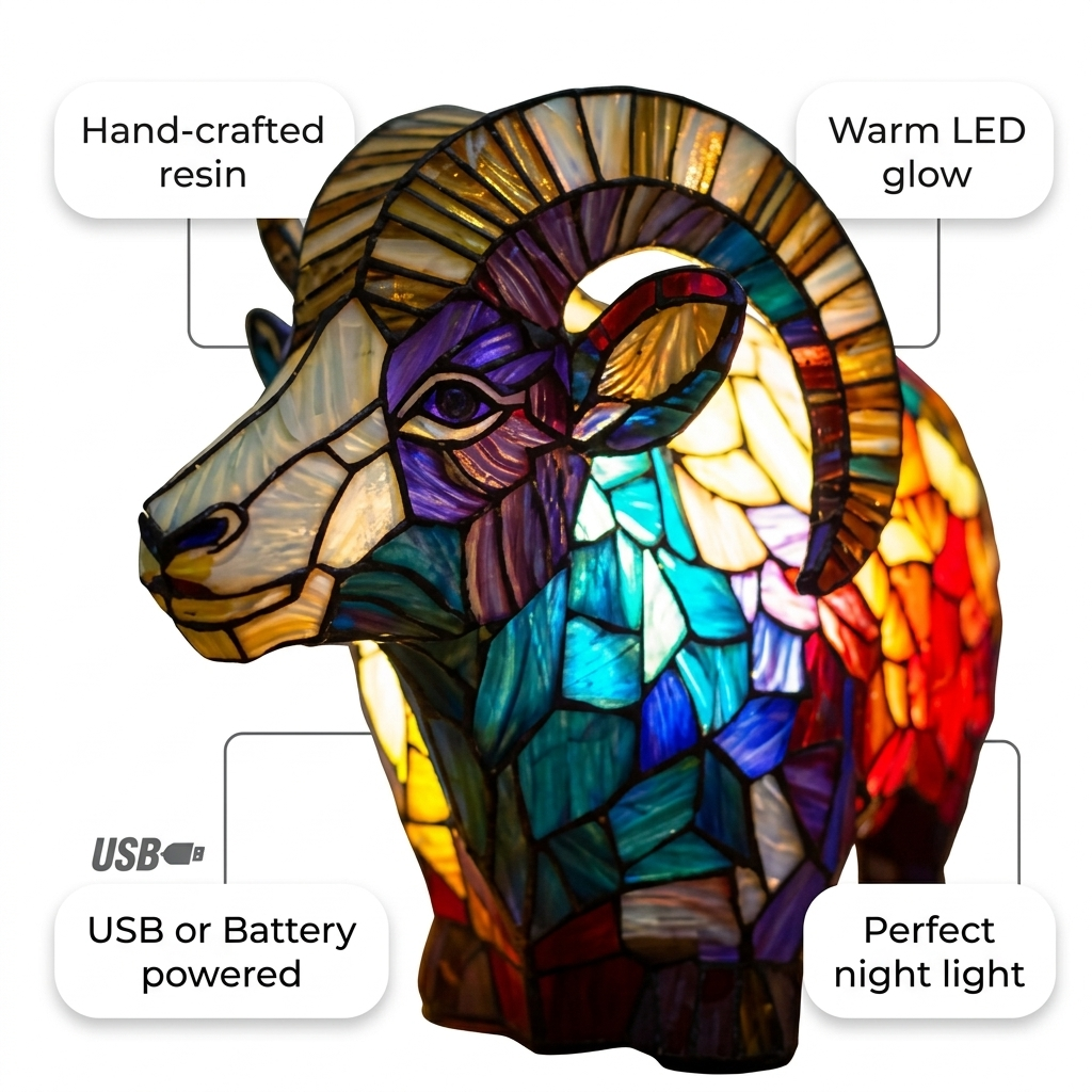 Goat LED Mosaic Night Light - Resin Animal Lamp