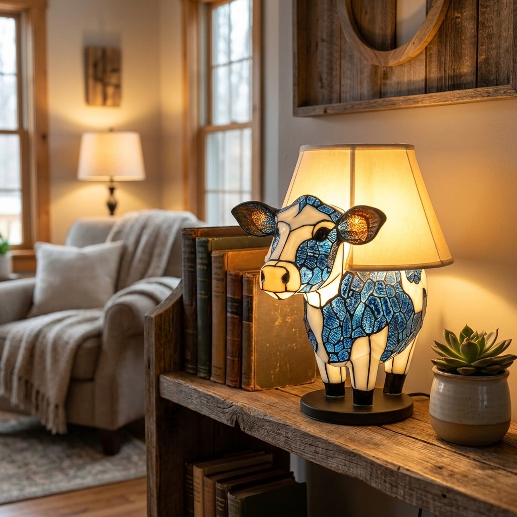 Cow LED Mosaic Night Light - Resin Animal Lamp