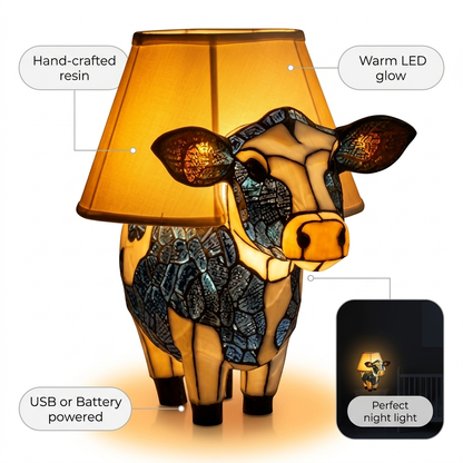 Cow LED Mosaic Night Light - Resin Animal Lamp