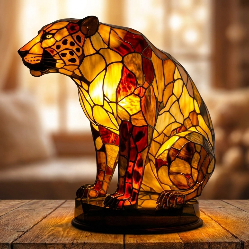 Leopard LED Mosaic Night Light - Resin Animal Lamp