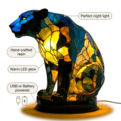 Leopard LED Mosaic Night Light - Resin Animal Lamp