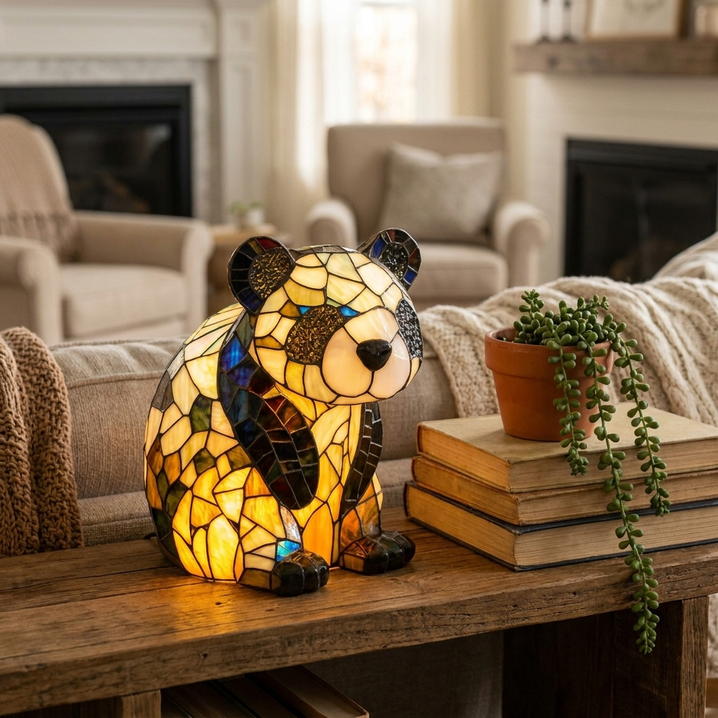 Panda LED Mosaic Night Light - Resin Animal Lamp