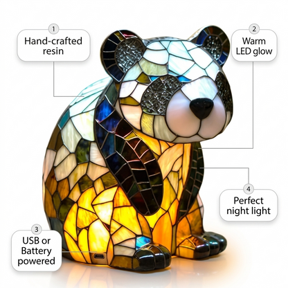 Panda LED Mosaic Night Light - Resin Animal Lamp