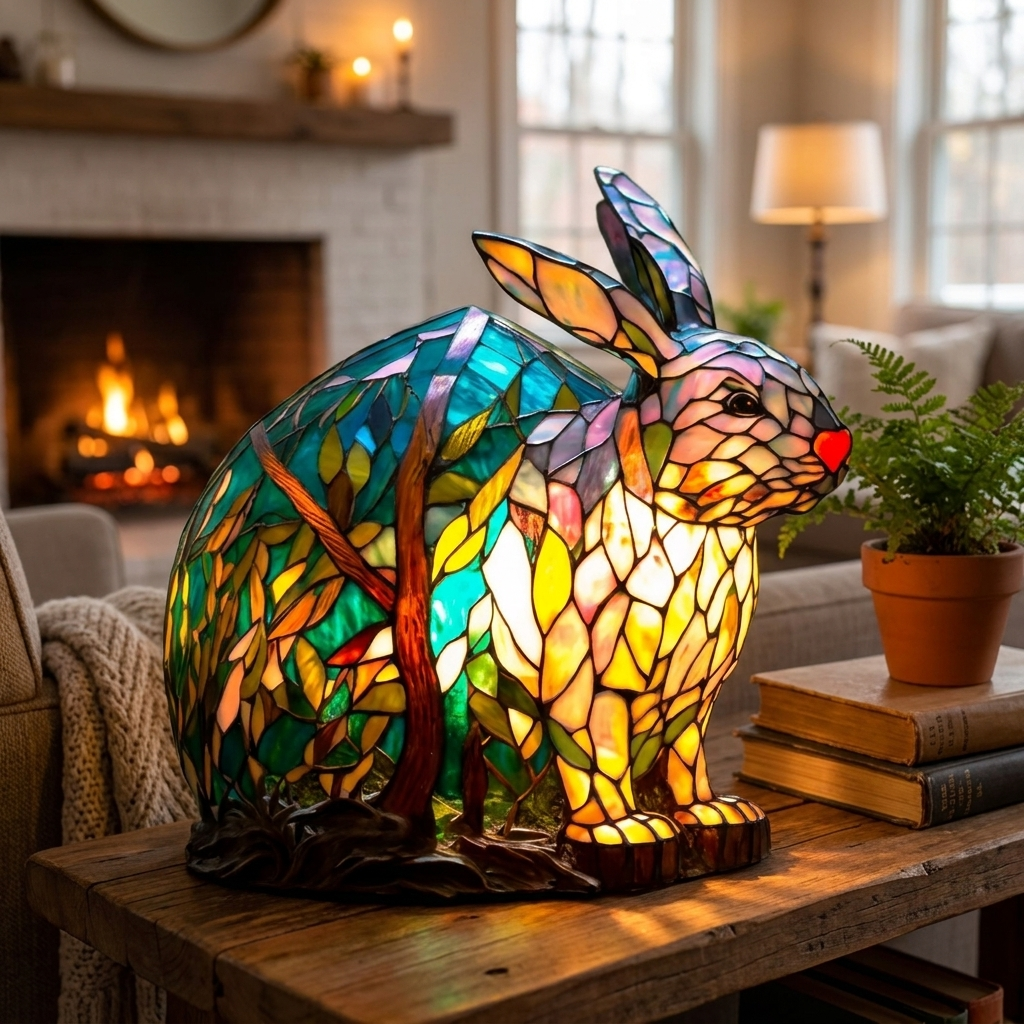 Rabbit LED Mosaic Night Light - Resin Animal Lamp