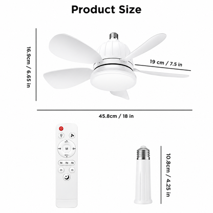 Worvane 2-in-1 socket ceiling fan E26 E27 installs in minutes no wiring no tools needed